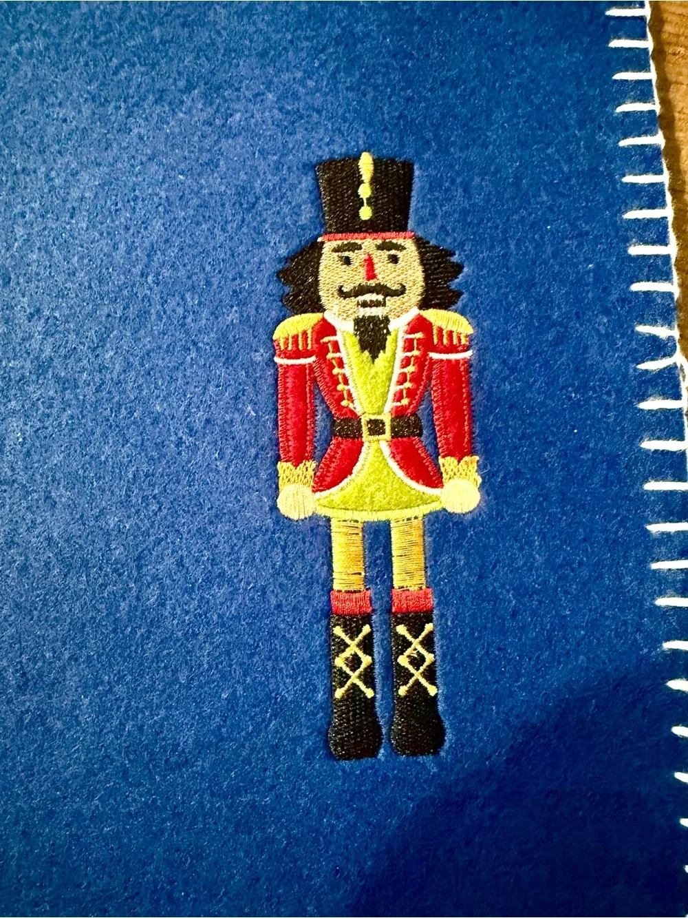 Nutcracker Christmas Felt Placemats Set of 4 Blue Embroidered Holiday Decor